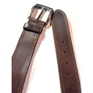 M&H Brown Distressed Leather Belt Hide & Drink Sz 48 Metal Buckle